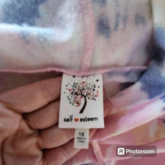 Self Esteem Cropped Hoodie Womens SZ 1X Y2K Hippie Rainbow Boho Kidcore Hooded - Picture 4 of 4